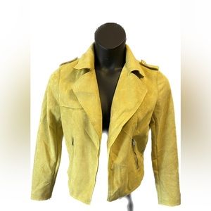 philosophy faux leather yellow jacket size medium
